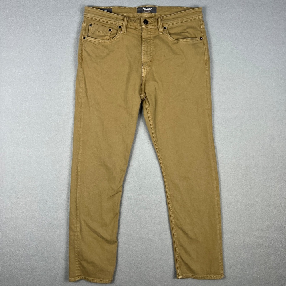 Revtown Sharp Jeans Mens 35x29 Brown Denim Stretch Casual Work Slim Fit Straight